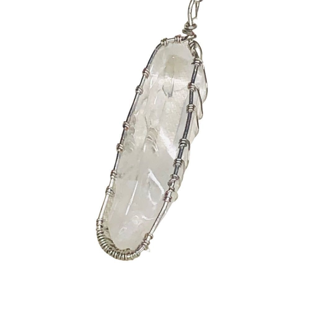 Tree of Life Wire Wrapped Clear Quartz Crystal Necklace - Picture 3 of 11